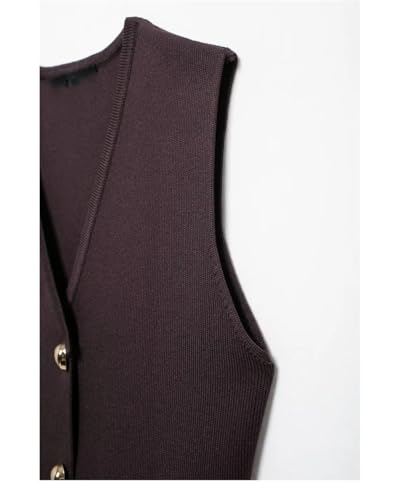 Traje de punto vintage para mujer, cuello en V, sin mangas, con un solo botonadura, falda recta larga empalmada, Traje, S