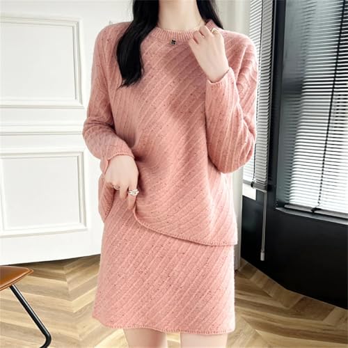 Suéter De Manga Larga para Mujer, Falda A La Cadera, Conjunto De Dos Piezas, Top Suelto, Falda Corta Lisa pnnrk M