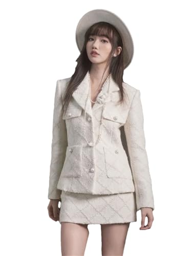 Conjunto de 2 piezas de tweed para mujer, abrigo y falda, Color De La Imagen, M