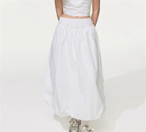 Conjunto de top corto y falda con hombros descubiertos para mujer, adornado con perlas, T006 Qz007-blanco, XS